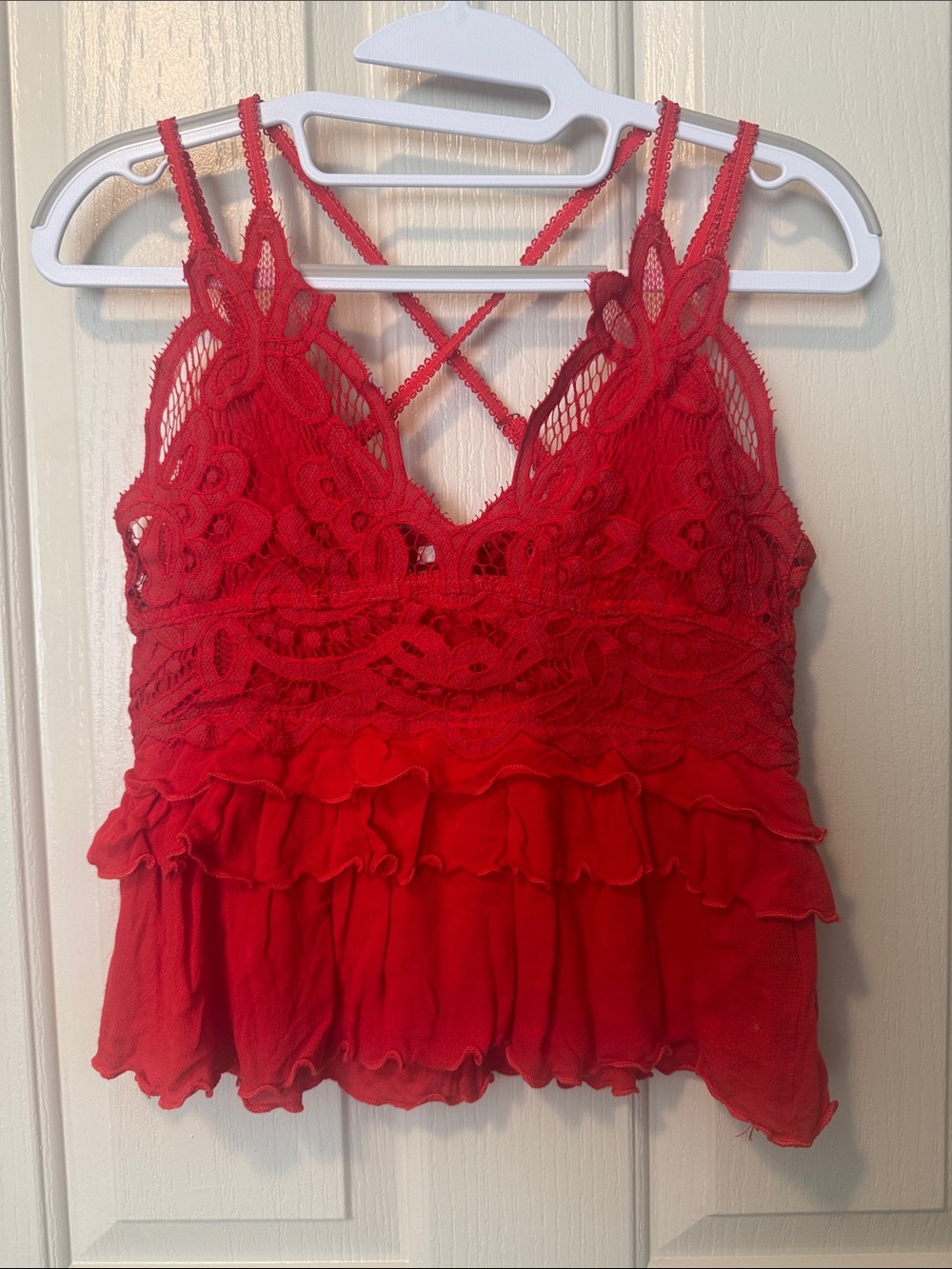 POL Red Lace Ruffle Camisole